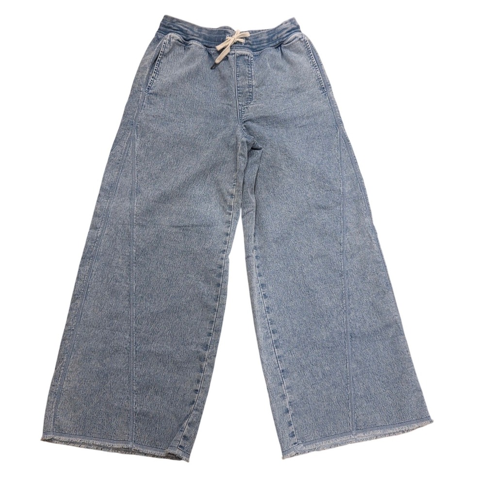 Aerie Womens Wide Leg Stretchy Pull On Boho Drawstring Pants Blue Medium Slung